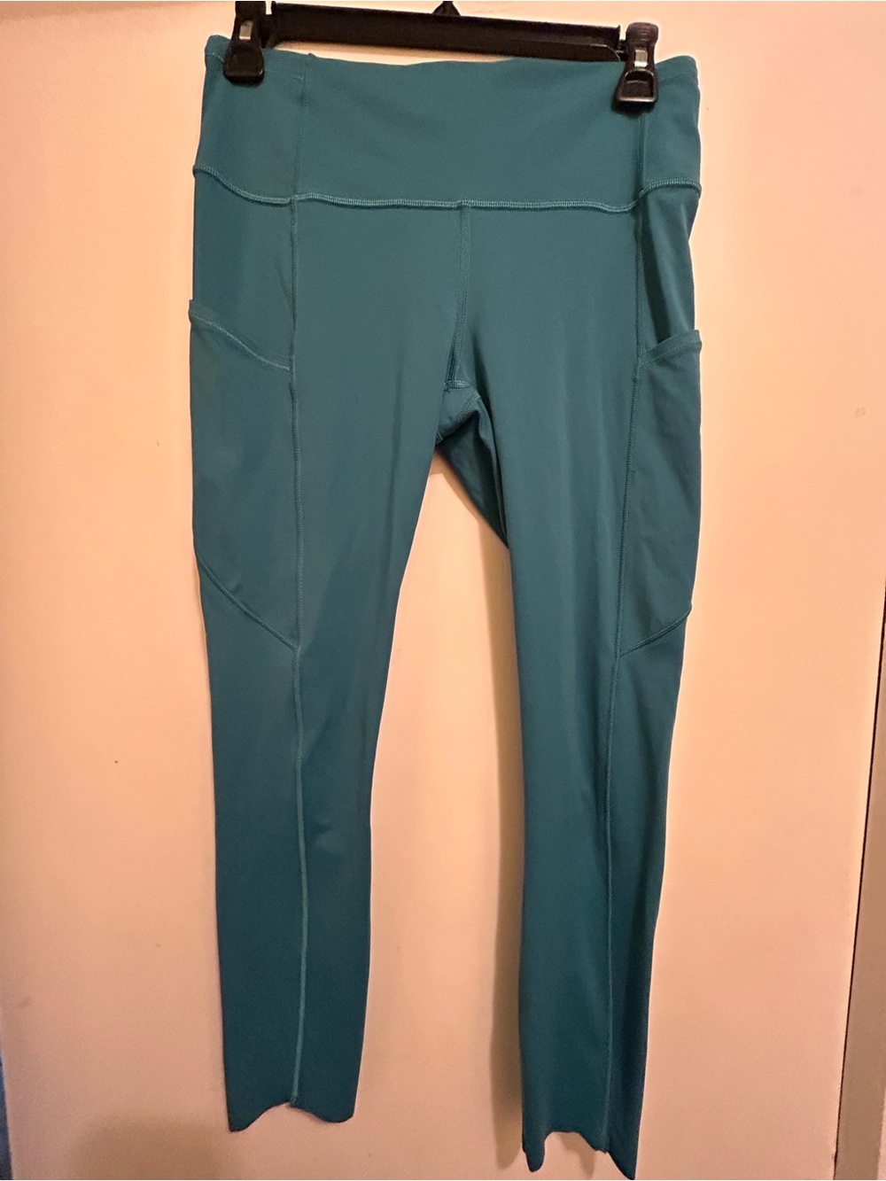Lululemon Women’s Like New 7/8 Length Teal Leggings W/Drawstring & Pockets, Sz 8